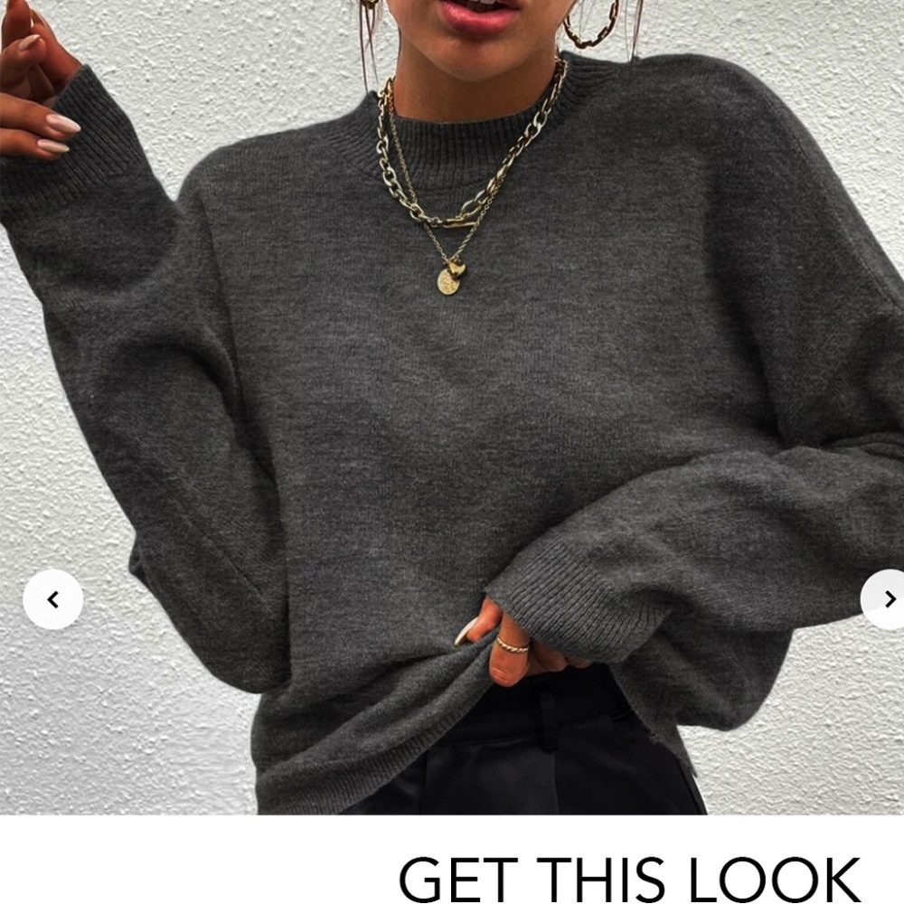 Dark Gray Turtleneck Sweaters cozy glam